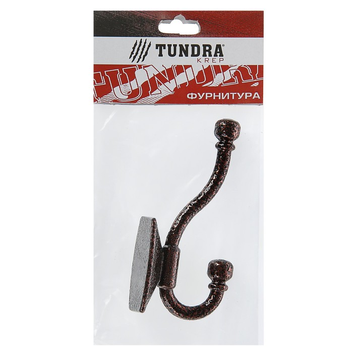 Крючок мебельный двухрожковый TUNDRA krep, КМ04SU, цвет медь на черном