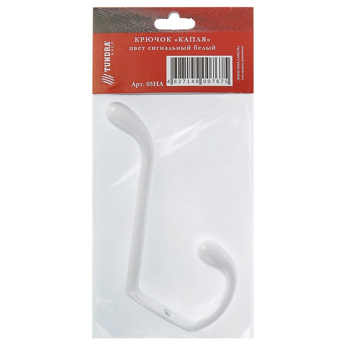 Крючок мебельный двухрожковый TUNDRA krep, КМ05HA, цвет белый