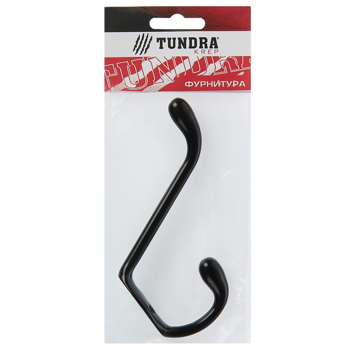 Крючок мебельный двухрожковый TUNDRA krep, КМ05SH, цвет черный матовый