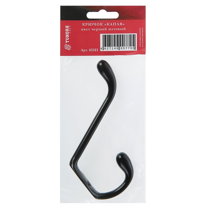 Крючок мебельный двухрожковый TUNDRA krep, КМ05SH, цвет черный матовый