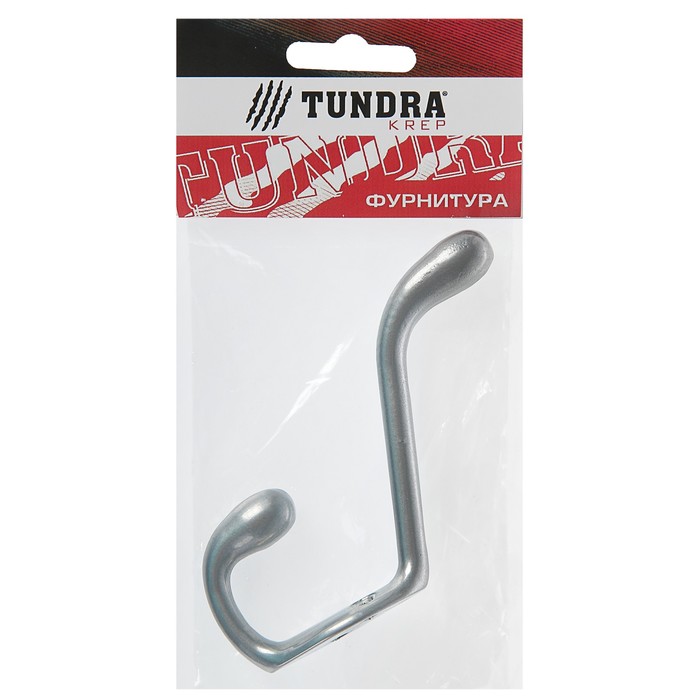 Крючок мебельный двухрожковый TUNDRA krep, КМ06SM, цвет серебристый металлик