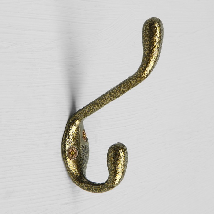 Крючок мебельный двухрожковый TUNDRA krep, КМ06BS, цвет золото на черном