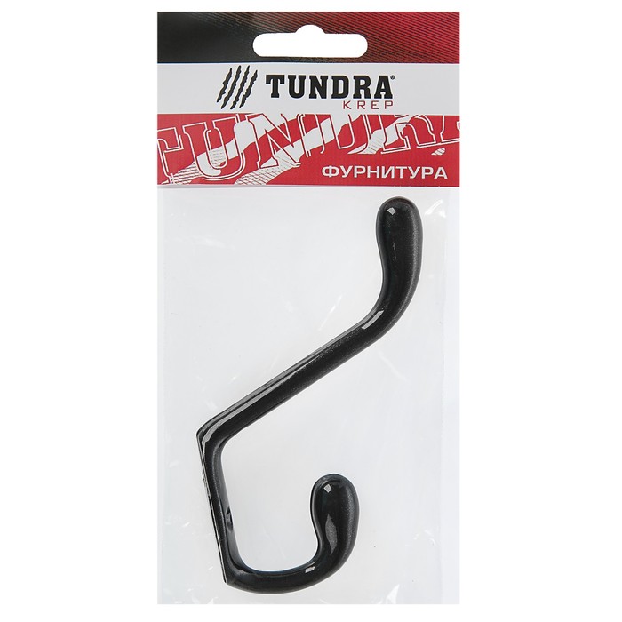 Крючок мебельный двухрожковый TUNDRA krep, КМ06SD, цвет черный металлик