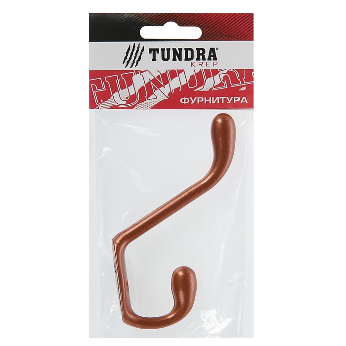 Крючок мебельный двухрожковый TUNDRA krep, КМ06SU, цвет медь