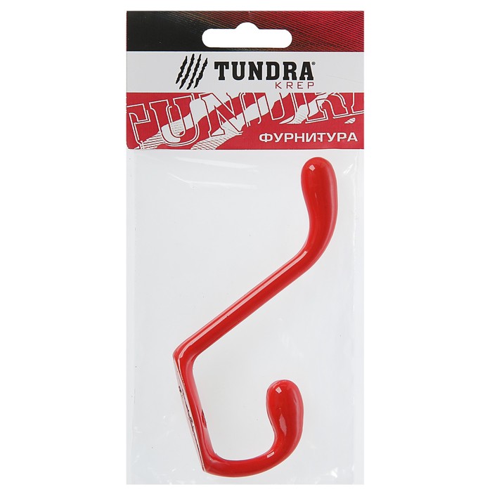 Крючок мебельный двухрожковый TUNDRA krep, КМ06EH, цвет красный