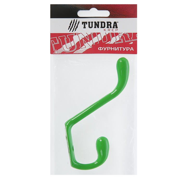 Крючок мебельный двухрожковый TUNDRA krep, КМ06EC, цвет желто-зеленый