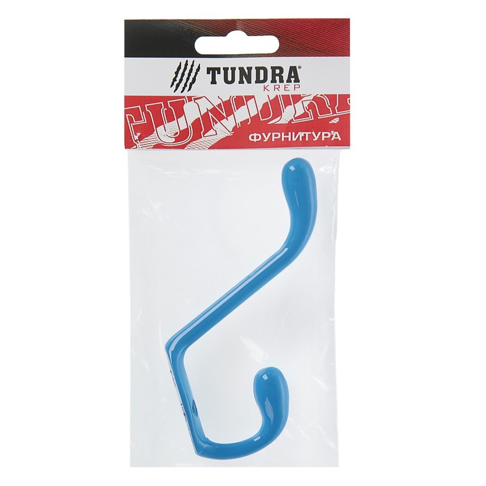 Крючок мебельный двухрожковый TUNDRA krep, КМ06EK, цвет небесно-голубой