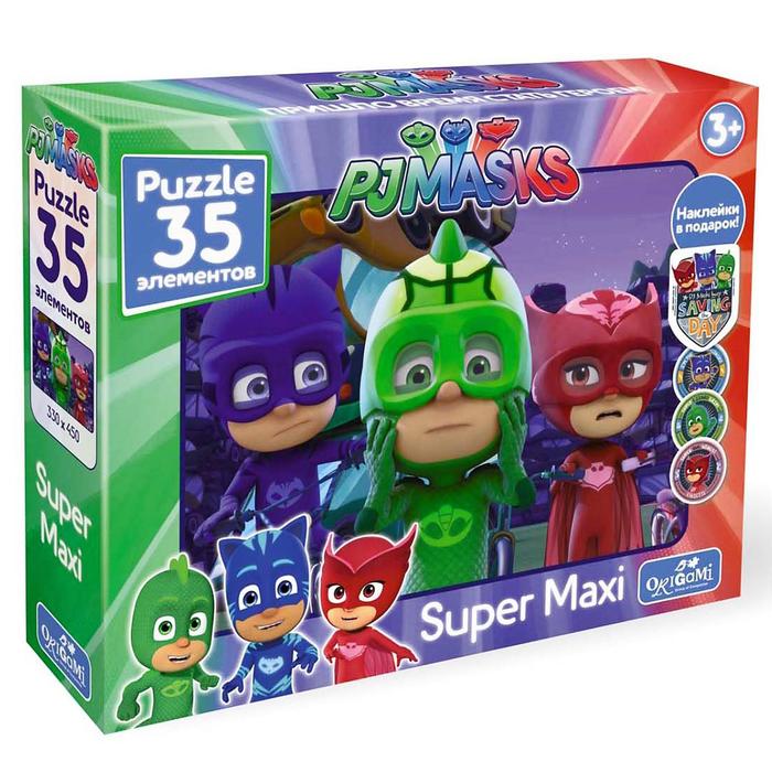 Макси-пазл "Герои в масках. Маски", 35 элементов + наклейки