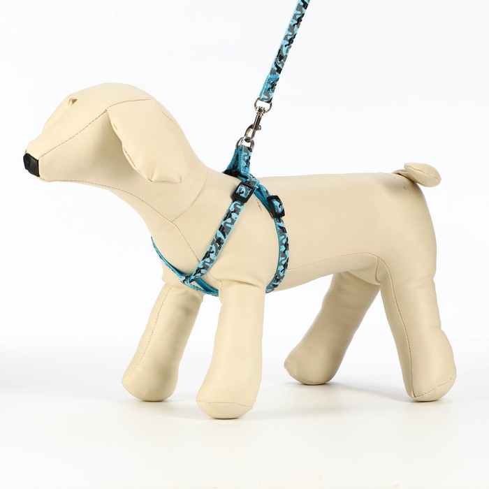 Комплект прошитый "Бантики", ширина 1 см, поводок 120 см, шлейка 23-32 см, зеленый