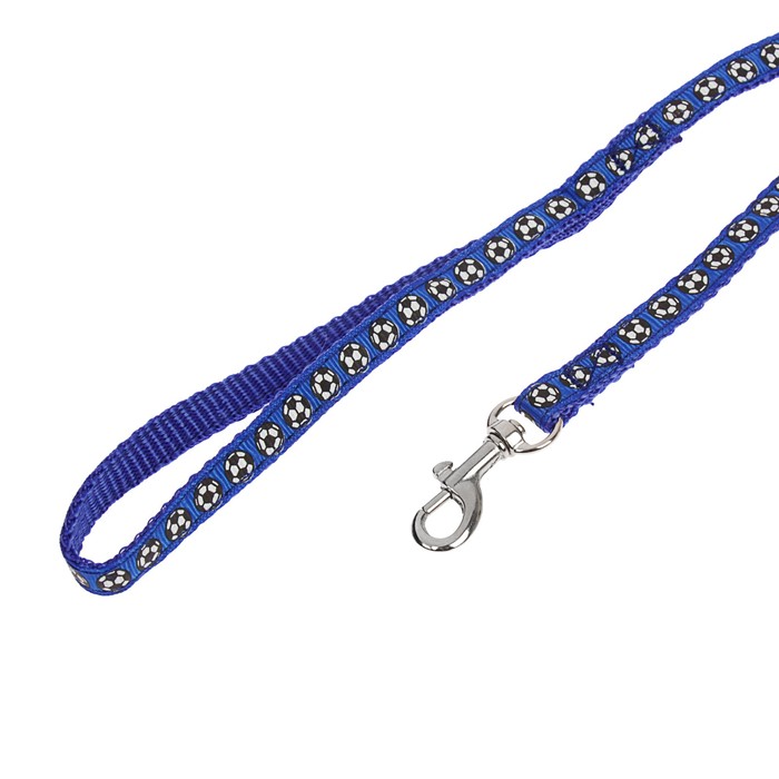 Комплект прошитый "Футбол", ширина 1 см, поводок 120 см, шлейка 23-32 см, синий