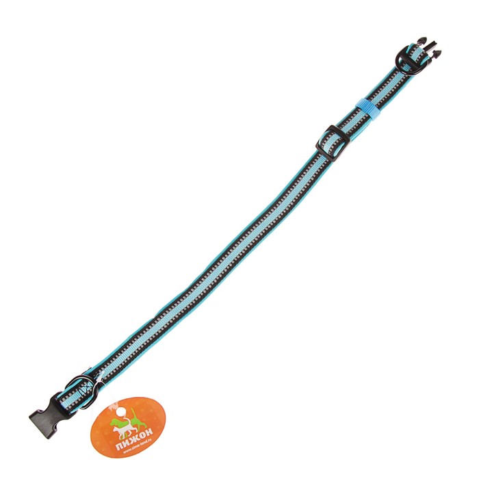 Ошейник двуслойный неопрен и полиэстер, светоотражающий, 2 х 35-50 см, синий