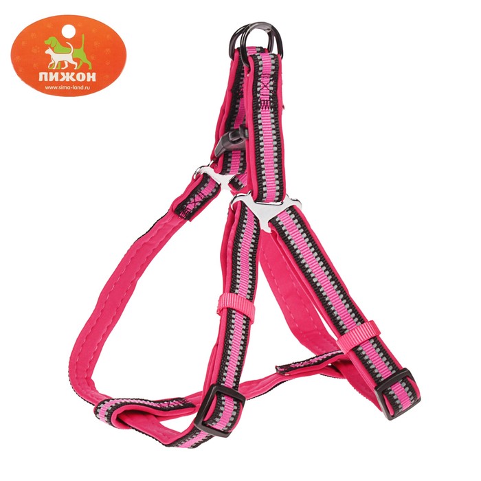 Шлейка двуслойная неопрен и полиэстер, светоотражающая, 2 х 44-68 см, розовая