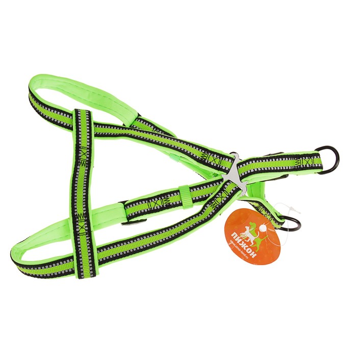 Шлейка двуслойная неопрен и полиэстер, светоотражающая, 2 х 44-68 см, зеленая