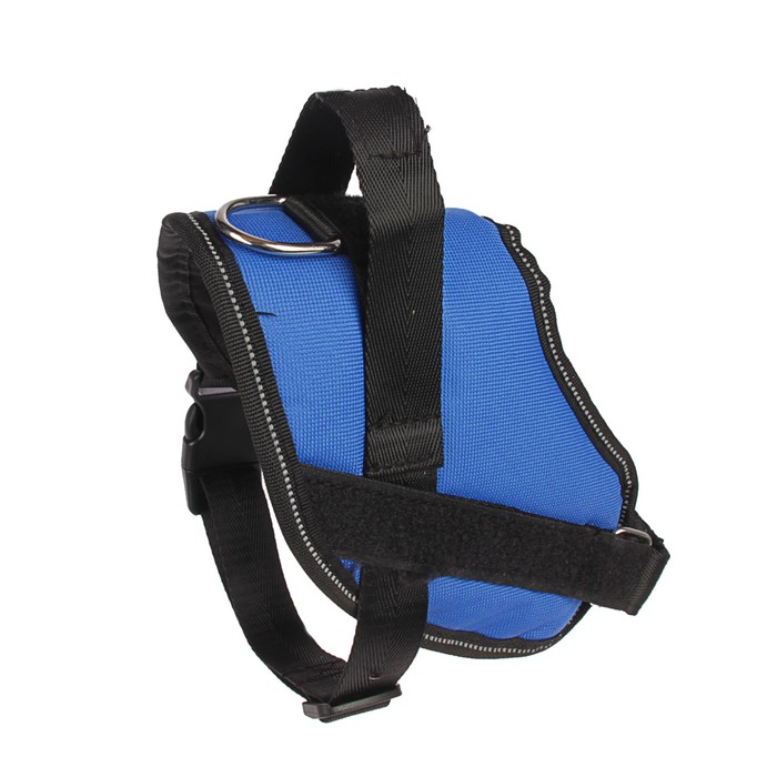 Шлейка мягкая, светоотражающая на шее, размер S, ОШ 42±8 см (липучка), ОГ 43-54 см, синяя