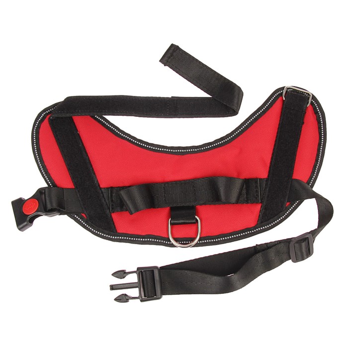 Шлейка мягкая, светоотражающая на шее, размер S, ОШ 42±8 см (липучка), ОГ 43-54 см, красная 327614