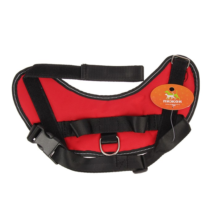 Шлейка мягкая, светоотражающая на шее, размер S, ОШ 42±8 см (липучка), ОГ 43-54 см, красная 327614