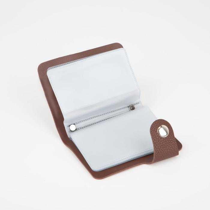 Визитница, 28 кардхолдеров, на кнопке, цвет кофе