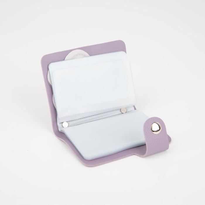 Визитница, 28 кардхолдеров, на кнопке, цвет фиолетовый