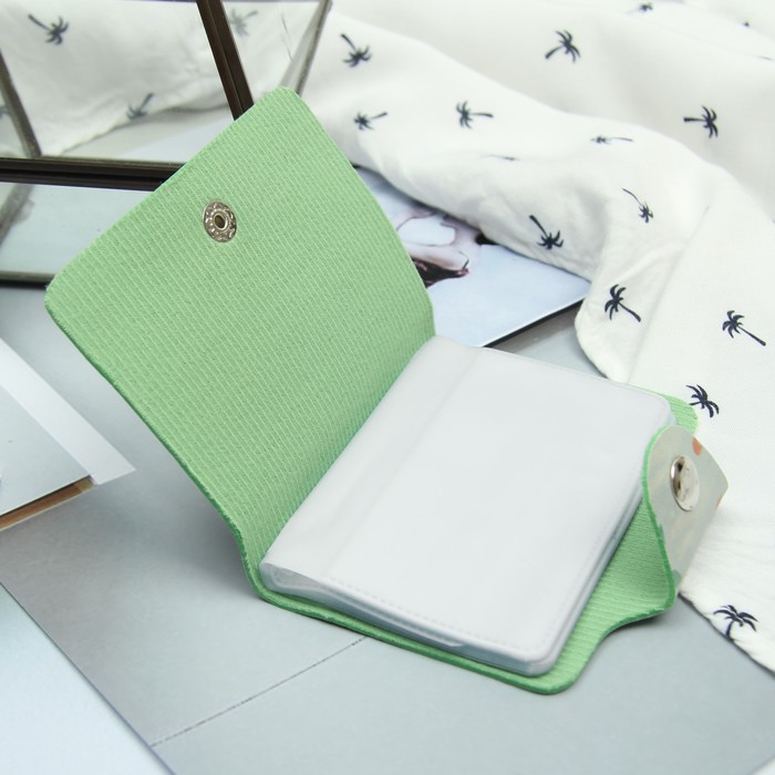 Визитница, 28 кардхолдеров, на кнопке, цвет мятный