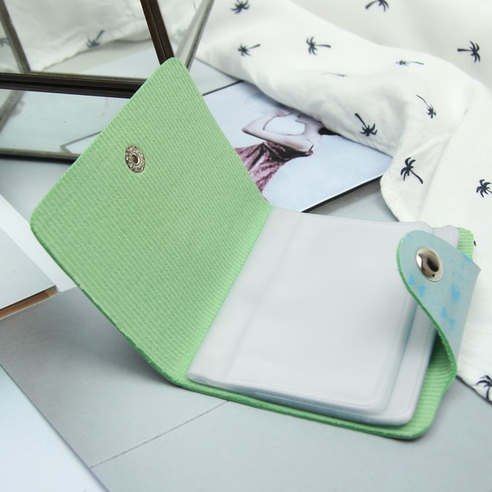 Визитница, 28 кардхолдеров, на кнопке, цвет голубой