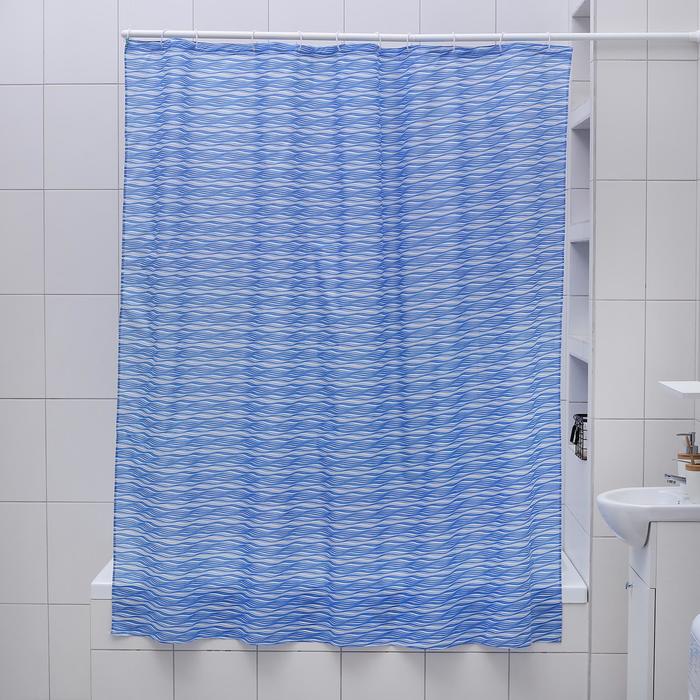 Штора для ванной 180х180 см "Бриз", цвет синий