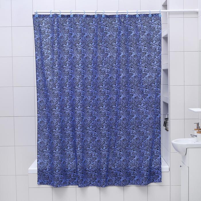 Штора для ванной "Бархат", 180х180 см,, цвет синий