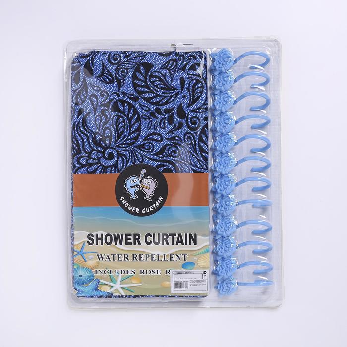 Штора для ванной "Бархат", 180х180 см,, цвет синий