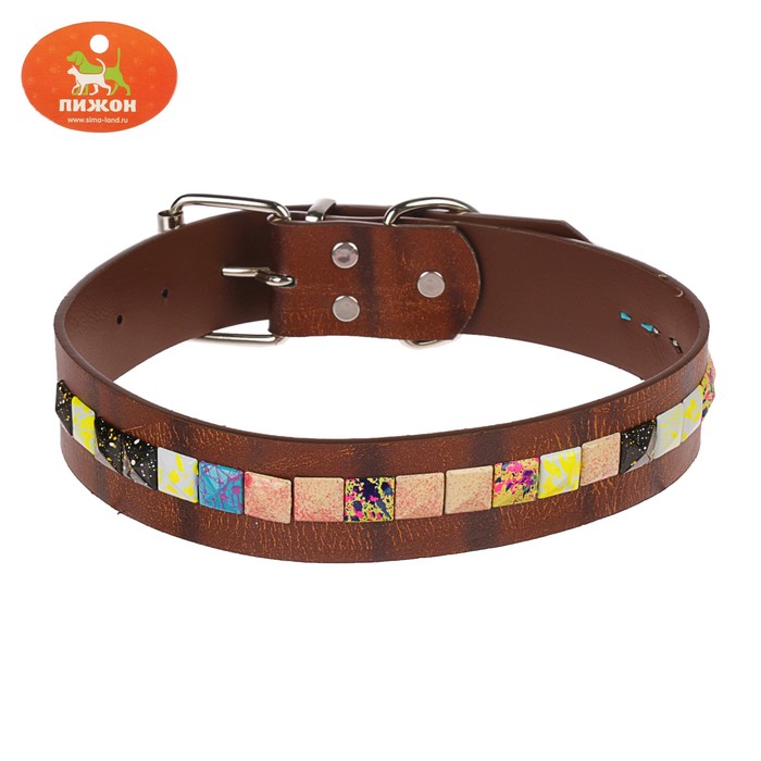 Ошейник с основой из термопластичной резины, с декором, 3,5 см