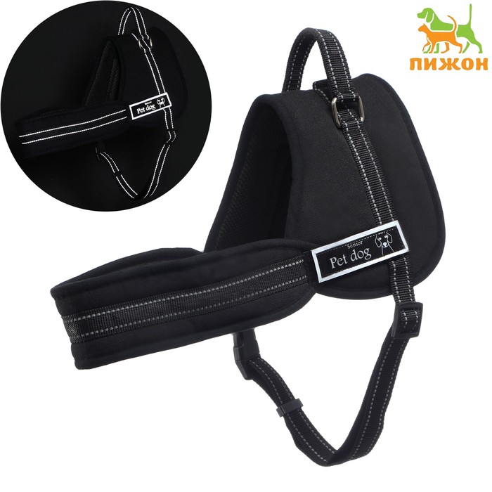 Шлейка с подкладом, размер S, стропа 2,5 см, черная