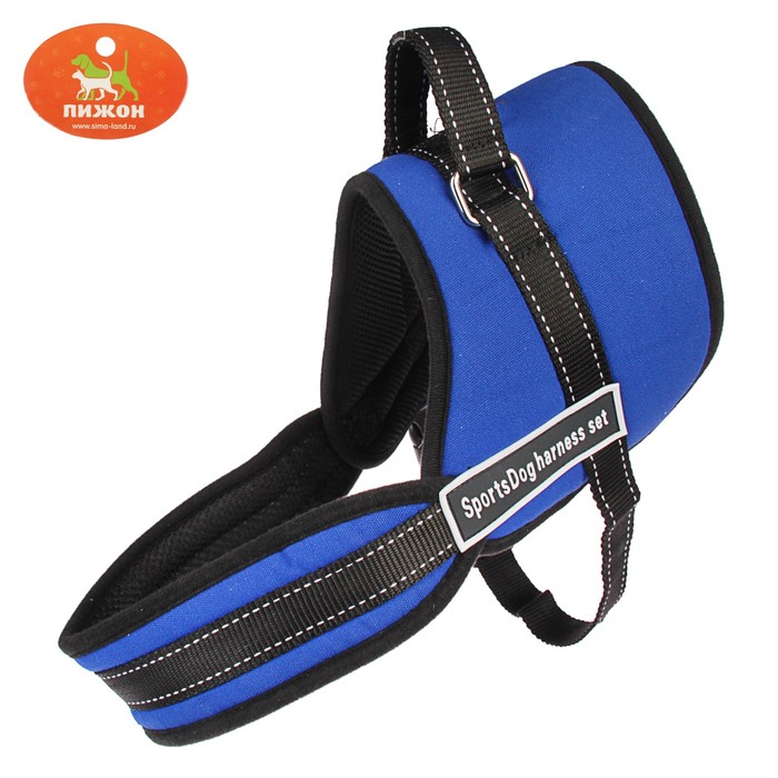 Шлейка с подкладом, размер XL (ОШ 68, ОГ 68-86 см), стропа 2,5 см, синяя