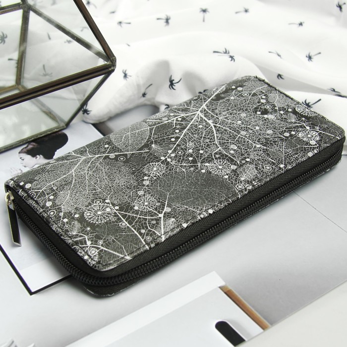 Кошелёк женский, 3 отдела, для карт, для монет, цвет чёрный