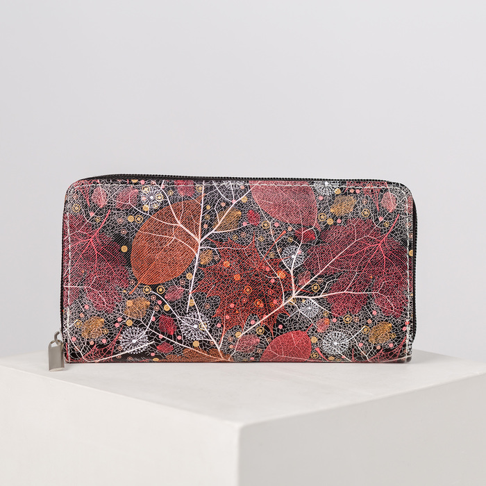 Кошелёк женский, 3 отдела, для карт, для монет, цвет красный