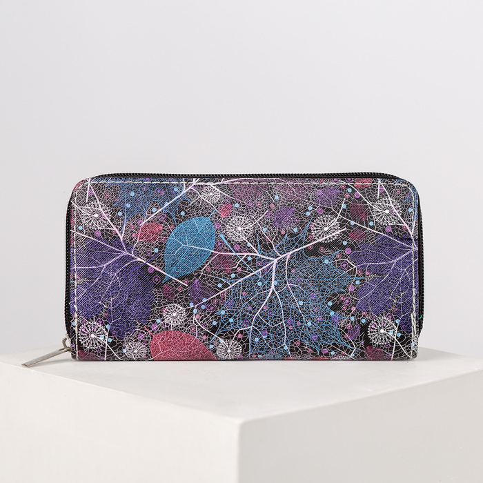 Кошелёк женский, 3 отдела, для карт, для монет, цвет фиолетовый