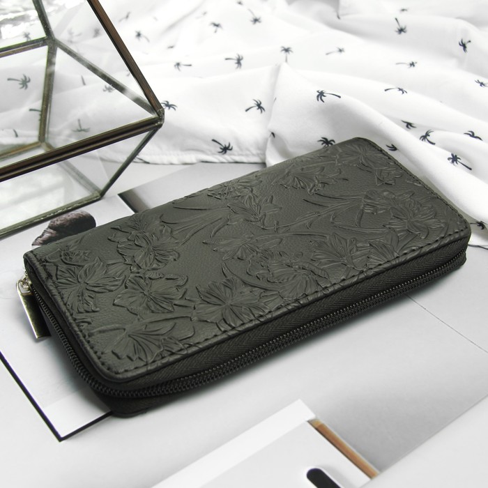 Кошелёк женский, 3 отдела, для карт, для монет, цвет чёрный