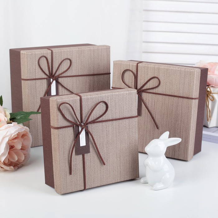 Набор коробок 3в1, 19,5 х 19,5 х 9,5 - 15,5 х 15,5 х 6,5 см