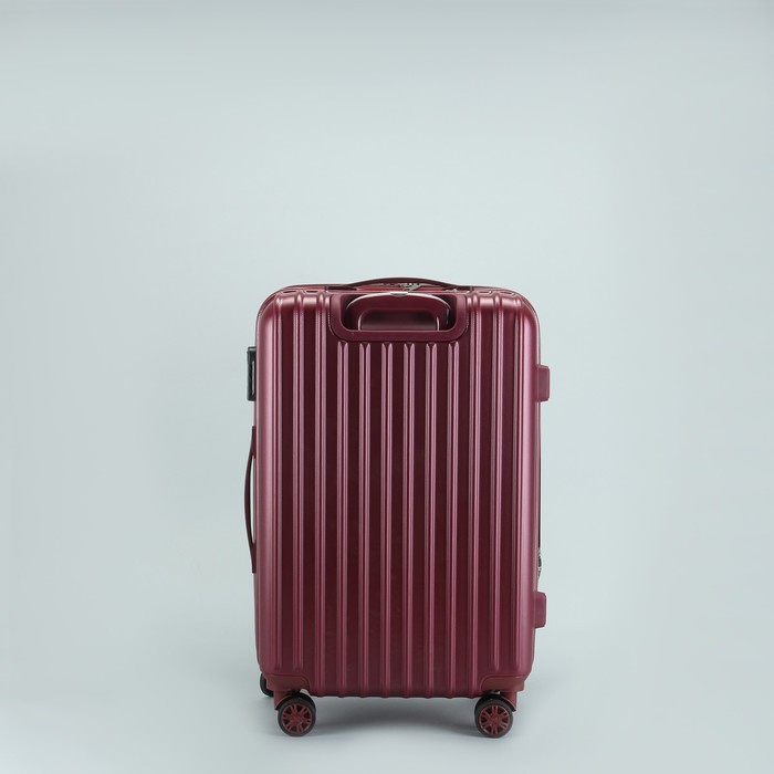 Чемодан средний "Полосы" 24", отдел на молнии, с расширением, кодовый замок, 4 колеса, цвет бордовый
