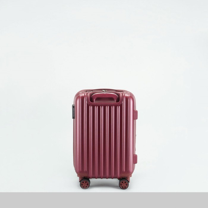 Чемодан малый "Полосы" 20", отдел на молнии, с расширением, кодовый замок, 4 колеса, цвет бордовый