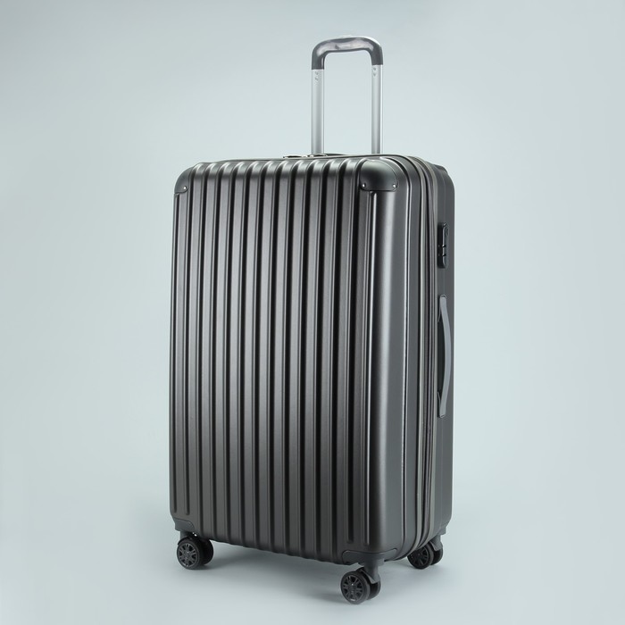 Чемодан большой "Полосы" 28", отдел на молнии, с расширением, кодовый замок, 4 колеса, цвет тёмно-серый