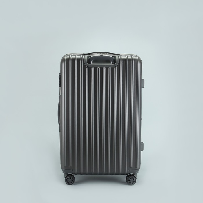 Чемодан большой "Полосы" 28", отдел на молнии, с расширением, кодовый замок, 4 колеса, цвет тёмно-серый