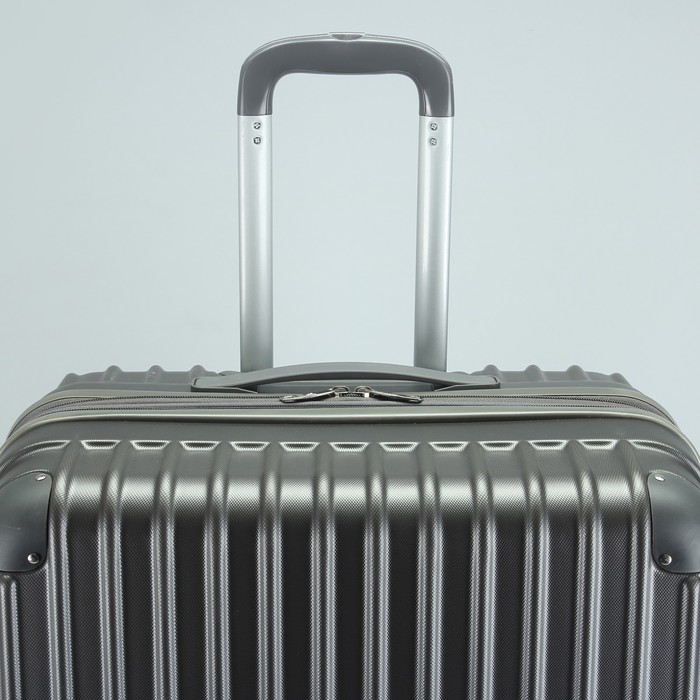 Чемодан большой "Полосы" 28", отдел на молнии, с расширением, кодовый замок, 4 колеса, цвет тёмно-серый