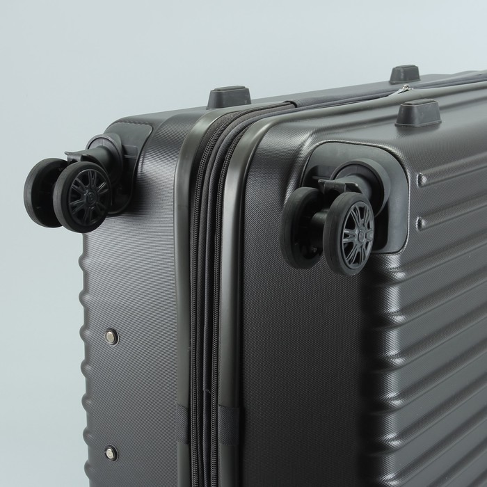 Чемодан большой "Полосы" 28", отдел на молнии, с расширением, кодовый замок, 4 колеса, цвет тёмно-серый