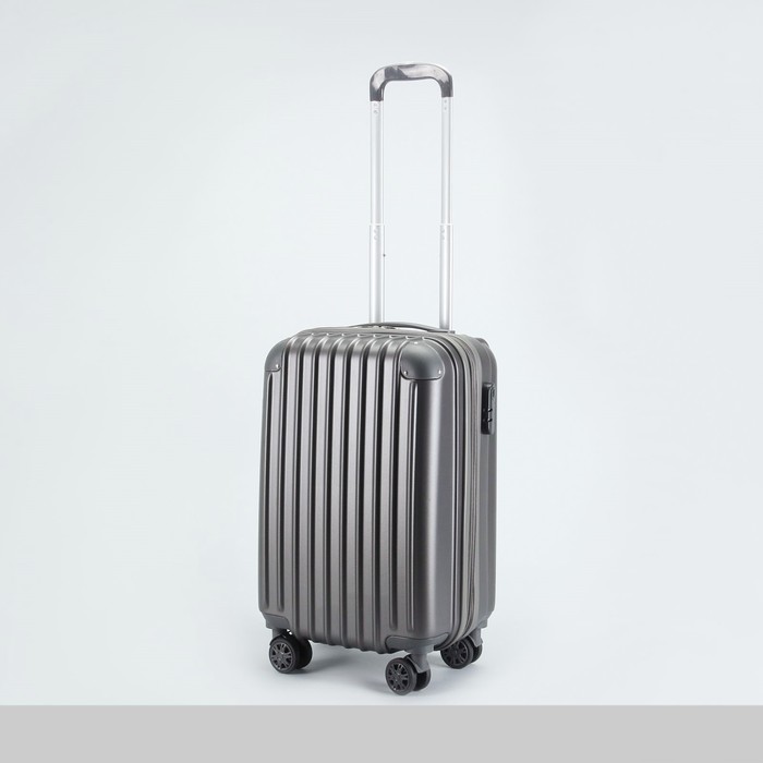Чемодан малый "Полосы" 20", отдел на молнии, с расширением, кодовый замок, 4 колеса, цвет тёмно-серый
