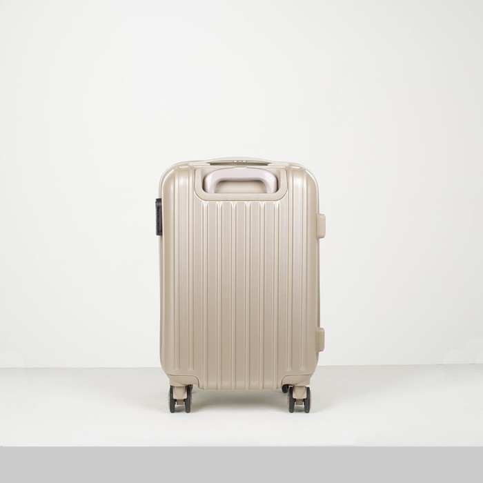 Чемодан малый "Полосы" 20", отдел на молнии, с расширением, кодовый замок, 4 колеса, цвет бежевый
