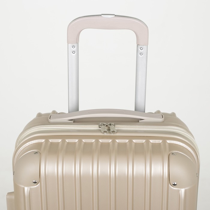 Чемодан малый "Полосы" 20", отдел на молнии, с расширением, кодовый замок, 4 колеса, цвет бежевый