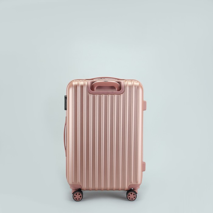 Чемодан средний "Полосы" 24", отдел на молнии, с расширением, кодовый замок, 4 колеса, цвет розовый