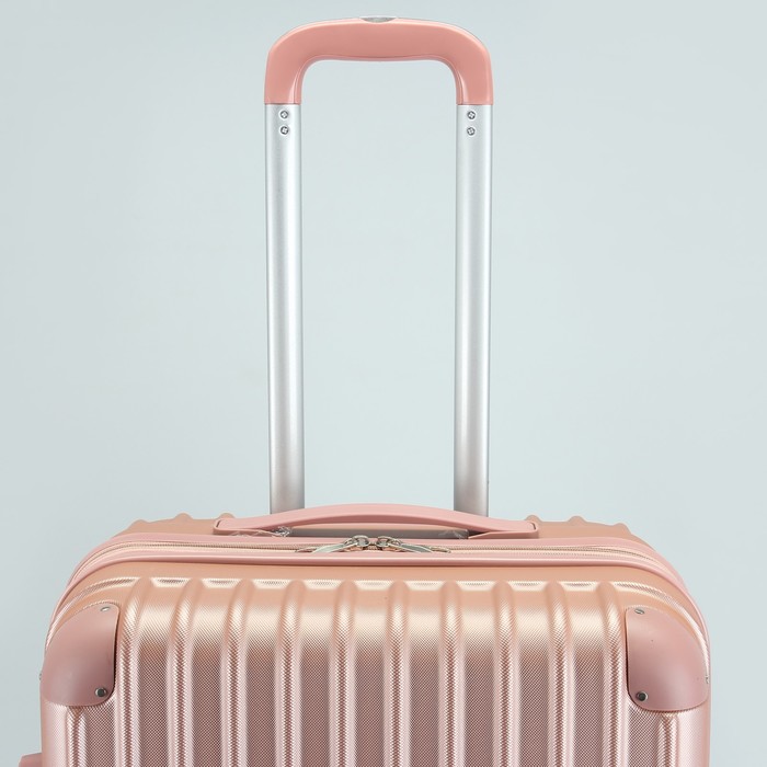 Чемодан средний "Полосы" 24", отдел на молнии, с расширением, кодовый замок, 4 колеса, цвет розовый