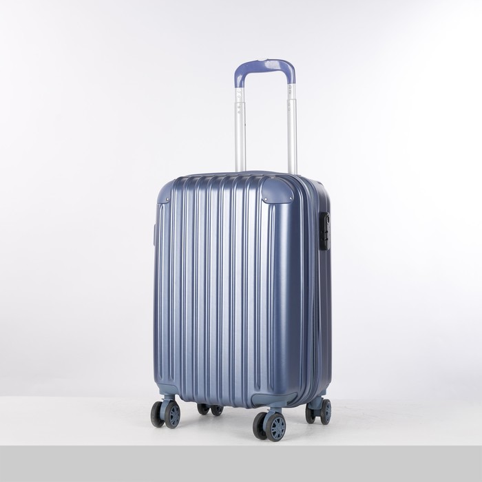 Чемодан малый "Полосы" 20", отдел на молнии, с расширением, кодовый замок, 4 колеса, цвет синий