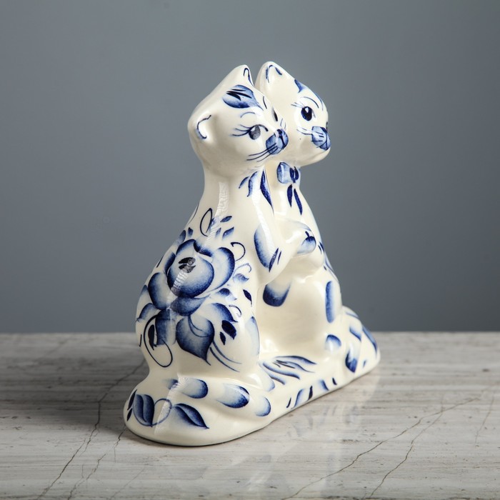 Копилка "Коты танцующие" мини гжель