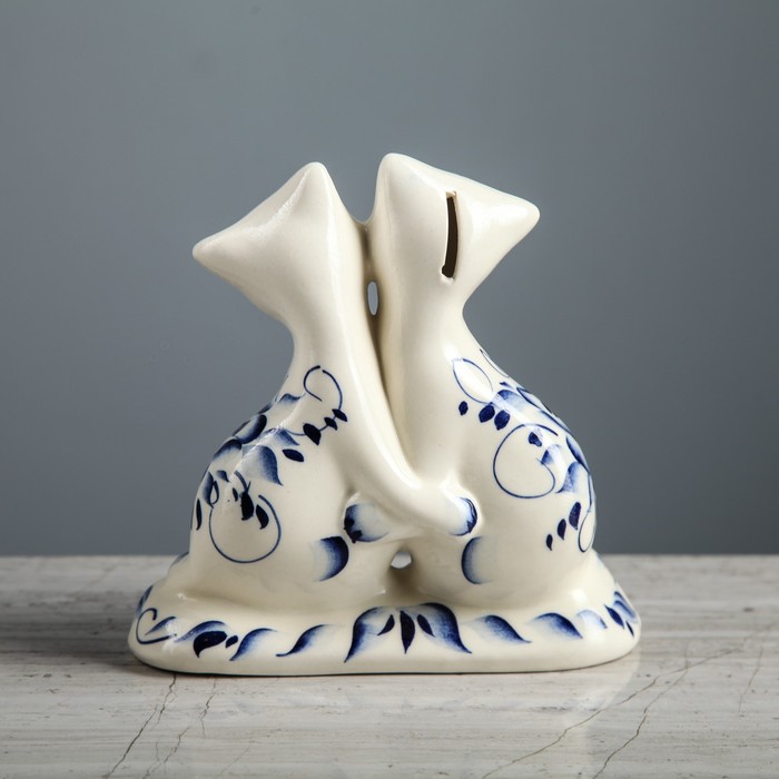 Копилка "Коты танцующие" мини гжель