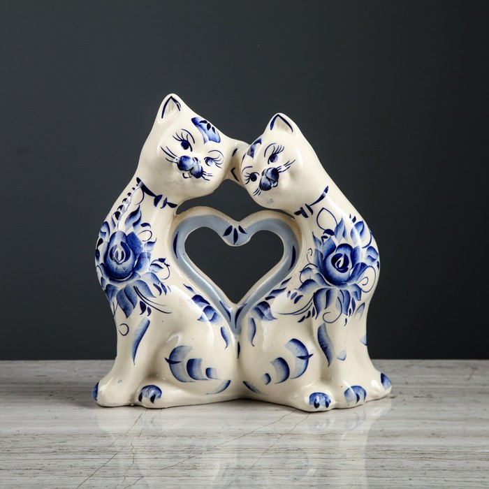 Копилка "Коты сердце" большие, гжель